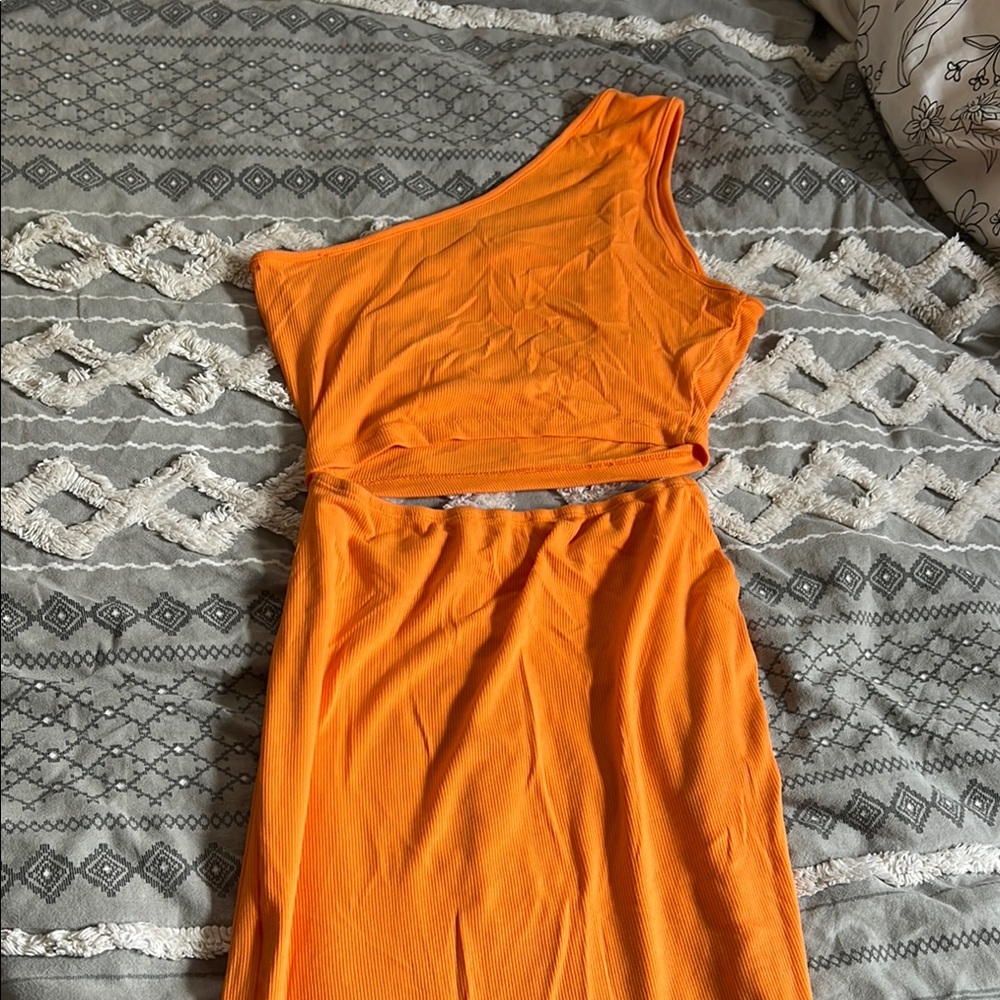 Orange One-Shoulder Dress